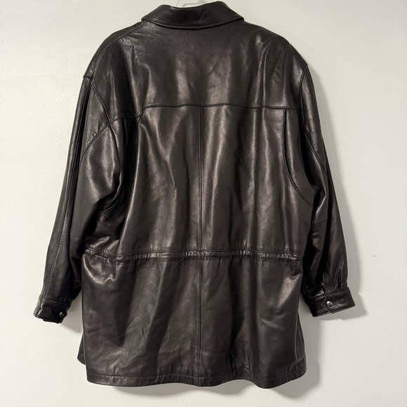 Rochester Mens Black Lambskin Leather Full Zip Jacket Size 2X Pockets Drawstring - Picture 5 of 16